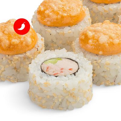 Ролл Филадельфия с лососем, крабом и спайси соусом в MYBOX по цене 510 ₽