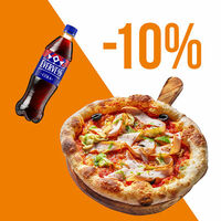 Пицца с курицей и артишоками и Evervess-кола в Перчини