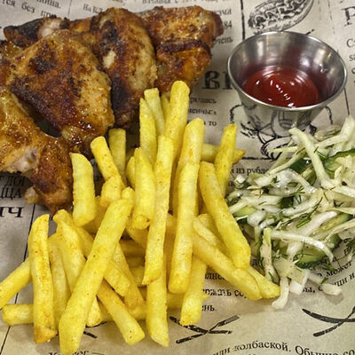 Крылышки с картошкой фри в Мята Халяль по цене 379 ₽