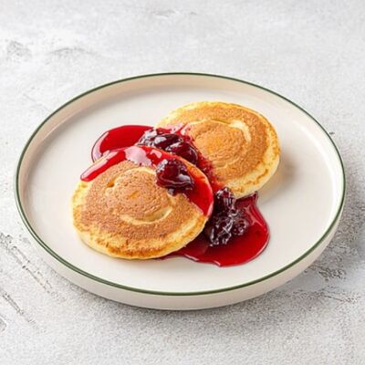 Панкейки с вишнёвым вареньем в Шоколадница по цене 390 ₽