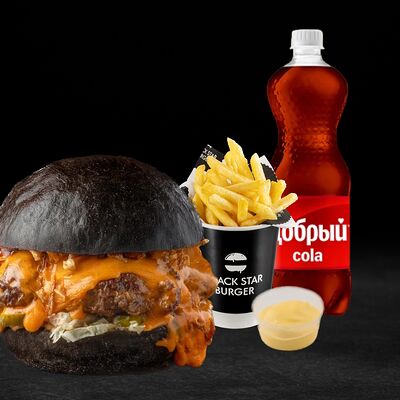 Комбо Чёрный русский в Black Star Burger по цене 1328 ₽