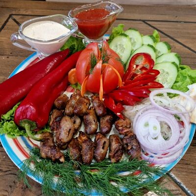 Шашлык из куриных сердечек в Мангал №1 по цене 520 ₽