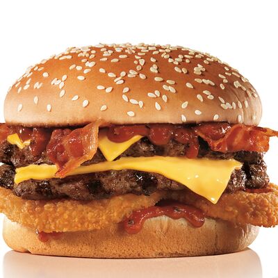 Бургер двойной Вестерн с мега котлетой в Carl's Jr. по цене 690 ₽