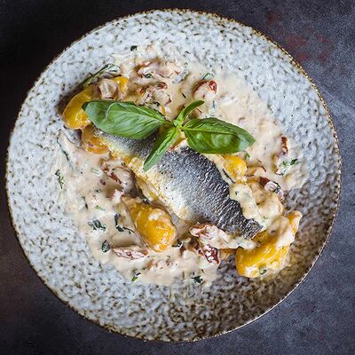 Филе Сибаса с картофельной кюрзой в Дюшес по цене 650