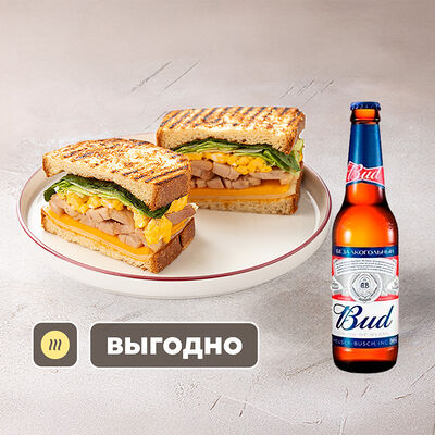 Сэндвич и Bud безалкогольный в Шоколадница по цене 660 ₽