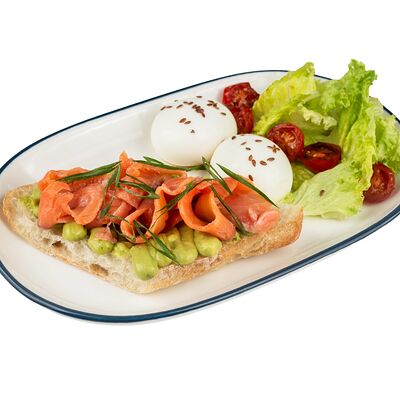 Завтрак от шефа с форелью холодного копчения в Ромбаба по цене 795 ₽