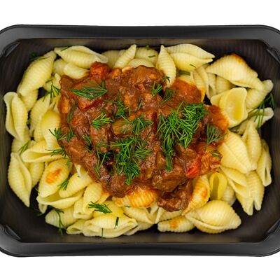 Гуляш с макаронами ракушками в За обе щёки по цене 309 ₽