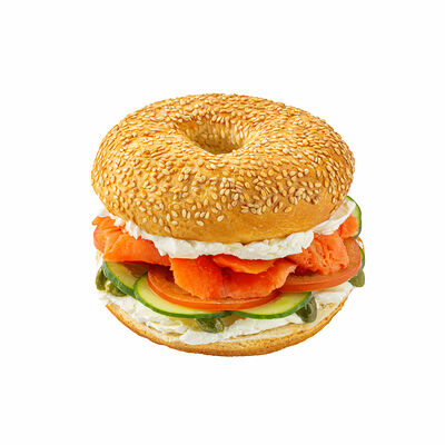 Бейгл с лососем и каперсами в Zotman Pizza по цене 430 ₽