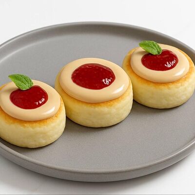 Сырники с малиной и кремом из вареной сгущенки в Vaffel по цене 510 ₽
