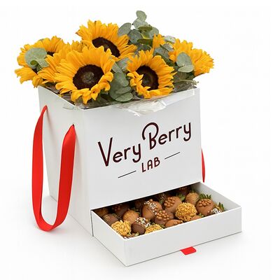 Щкатулка с подсолнухами L размер в Клубника в шоколаде VeryBerryLab по цене 15590