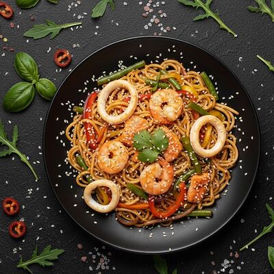 Вок Удон с морепродуктами в ОЛИО пицца и суши по цене 730 ₽