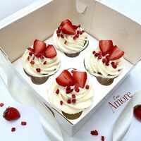 Ванильные капкейки с клубничной начинкой 4 шт. в Con Amore