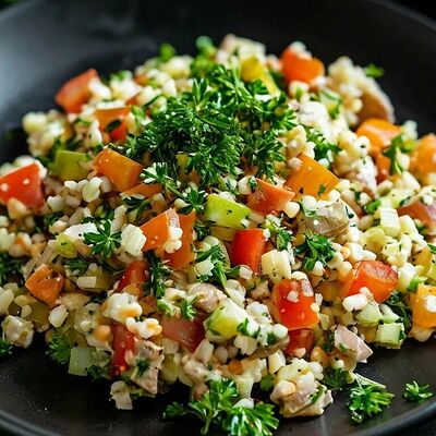 Салат оливье с ветчиной в Panorama по цене 470 ₽