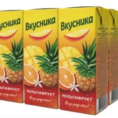 Сок Вкусника со вкусом Мультифрукт в Чебурекми по цене 40 ₽