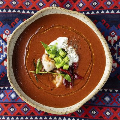 Гаспачо с креветками страчателлой в Eshak по цене 950