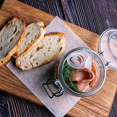 Кета малосольная в масле в The Kabak по цене 620 ₽