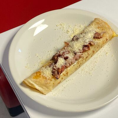 Блинчики с болтуньей, соусом айоли и грудинкой в Буффет по цене 17 р.