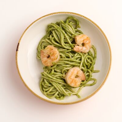 Спагетти с креветками и песто в Кофе Крафт по цене 540 ₽