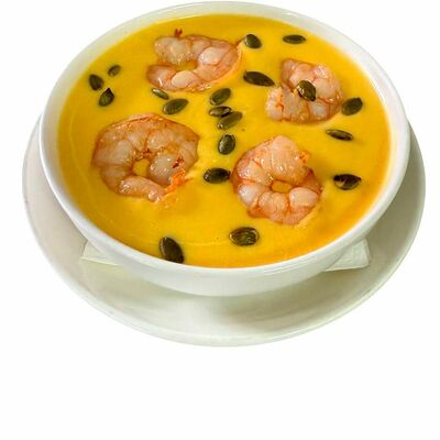 Суп-пюре тыквенный с креветками в Малевич по цене 462 ₽