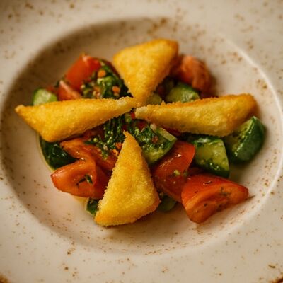 Грузинский салат с жареным сыром сулугуни (220 г) в Охота на Енота по цене 470 ₽