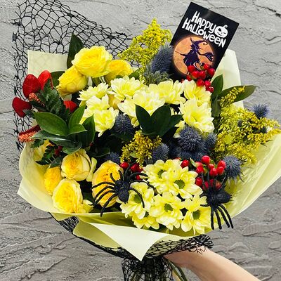 Красивый букет цветов на Хеллоуин Halloween в Дарите красиво по цене 7590 ₽