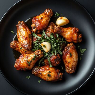 Острые крылышки с чесноком и зеленью в Бизон по цене 600 ₽