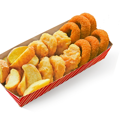 Бокс закусок с луковыми кольцами в Три соуса по цене 399 ₽