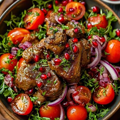 Салат с куриной печенью в Барашик по цене 598 ₽