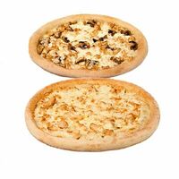 Комбо 2 пиццы 30 см (Сырная с ветчиной и Двойной Цыпленок ) в Велопицца