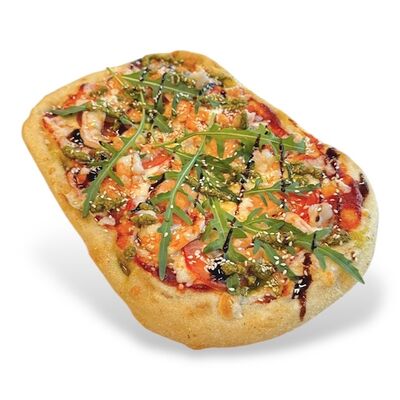 Римская пицца с лососем и тигровыми креветками в Рент кафе по цене 1520 ₽