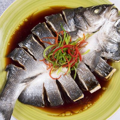 Сибас в соевом соусе с овощами в Soju по цене 1850 ₽