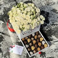 Шкатулка Уайт Пиони размера L в Клубника в шоколаде VeryBerryLab