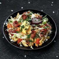 Роял-фри с охотничьими колбасками в Кафе Косолапово