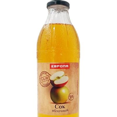 Сок Европа яблочный осветленный в стеклянной бутылке в Европа по цене 120 ₽