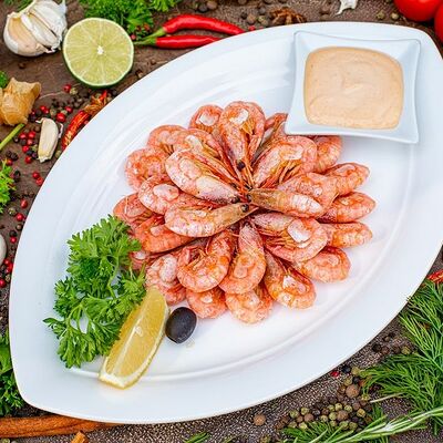 Креветки отварные в Paulaner Wirtshaus Polyanka по цене 1100 ₽