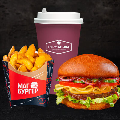 Комбо Дачный бургер и горячий напиток в Магбургер & Братья Караваевы по цене 495