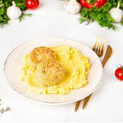 Биточки рыбные с картофельным пюре в У Палыча. С пылу, с жару! по цене 460 ₽