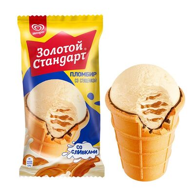 Мороженое Золотой стандарт Пломбир со сгущенкой в Ура! Мороженое! по цене 85 ₽