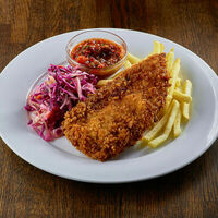 Куриный шницель с картофелем по-деревенски в Craft Lab Cafe