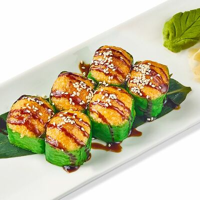 Запеченный ролл с лососем терияки в Sushi & Poke по цене 499 ₽