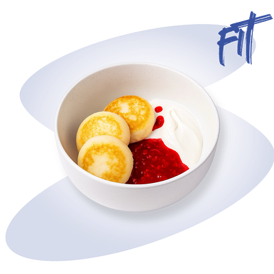 Сырники с малиной и йогуртом в Келди по цене 390 ₽