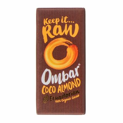 Шоколад органический Ombar, темный с кокосовым кремом и кусочками миндаля Keep it raw Coco Almond в Азбука Вкуса Экспресс Меню по цене 415 ₽