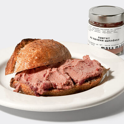 Паштет в банке из печени цыплёнка с джемом в Masa Madre по цене 600 ₽