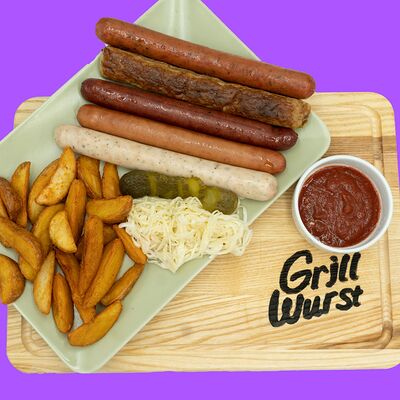 Ассорти колбасок гриль с картофелем и соленьями в GRILL WURST по цене 1540 ₽