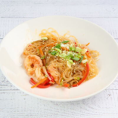Лапша Фунчоза с креветками, овощами и устричным соусом в АндерСон по цене 560 ₽
