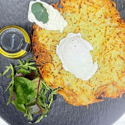 Драник картофельный с яйцом пашот в Западный сад ! по цене 650 ₽