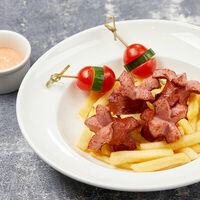 Осьминожки с пикантным соусом и картофелем фри в Пицца Темпо