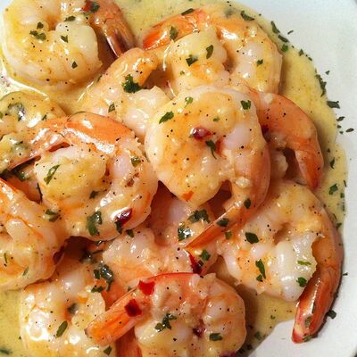 Креветки жареные, в сливочном соусе в Луна по цене 876 ₽