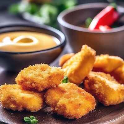 Нагетсы спайси с сырным соусом в Йохан-Пивохан по цене 450 ₽