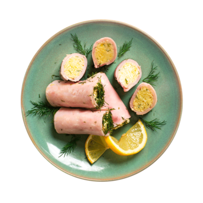 Рулетики из ветчины, фаршированные сыром с чесноком в Азбука Вкуса Экспресс Меню по цене 284 ₽